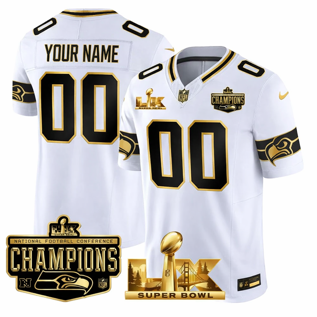 SEA NFC Champs & S.B LX Patch Gold Vapor Jersey DDT  NTL