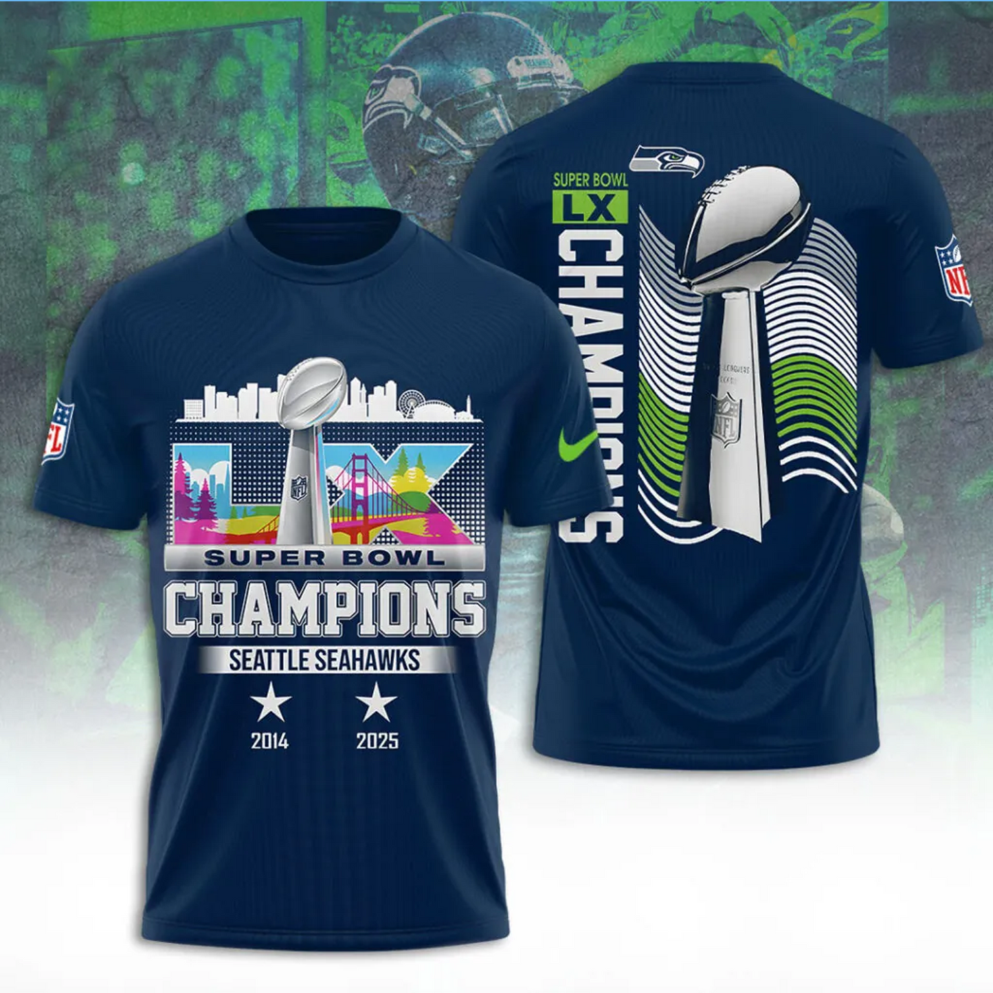 SEA x 2025 Super Bowl LX Champions 3D Apparel V1 DATND TANTD