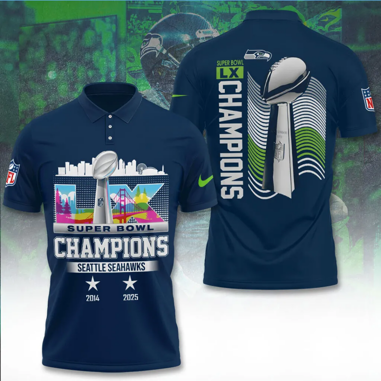 SEA x 2025 Super Bowl LX Champions 3D Apparel V1 DATND TANTD