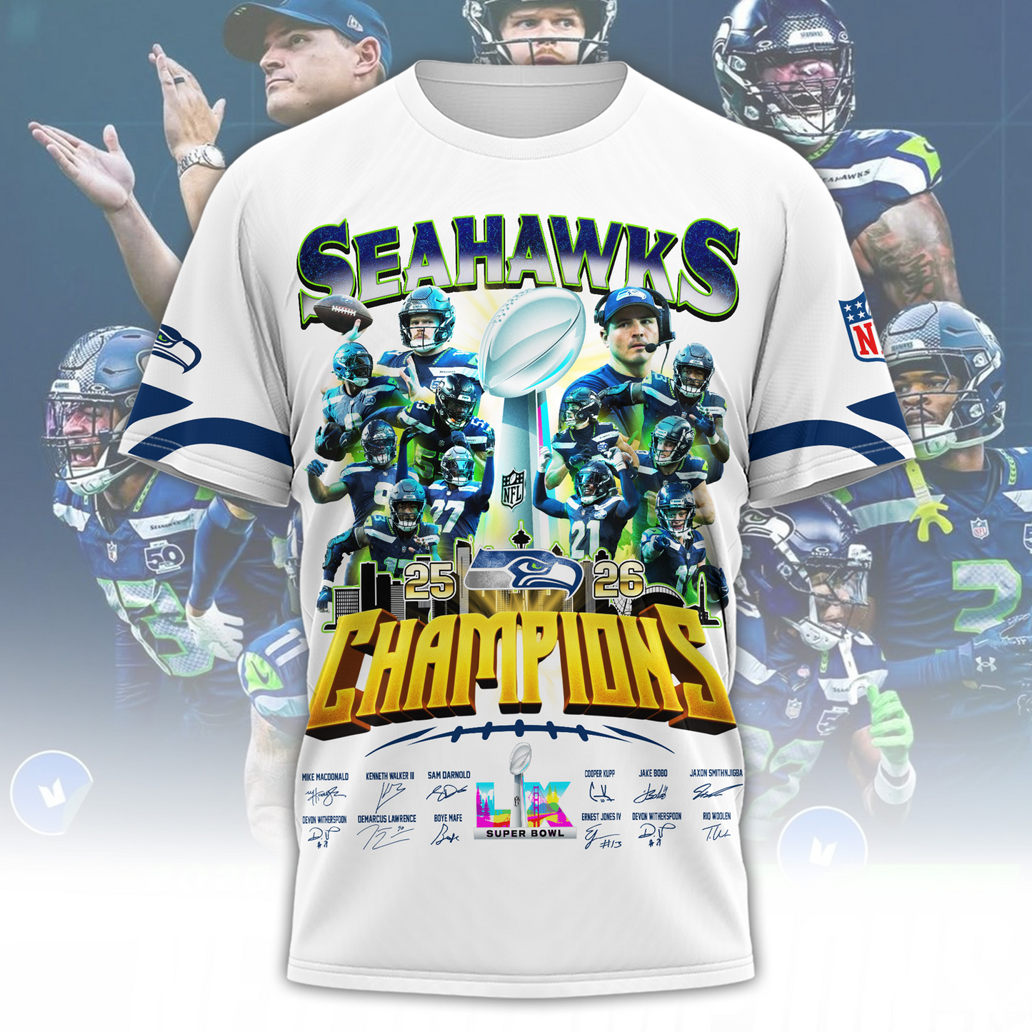 SEA x 2025 Super Bowl LX Champions 3D Apparel V1 DATND TANTD