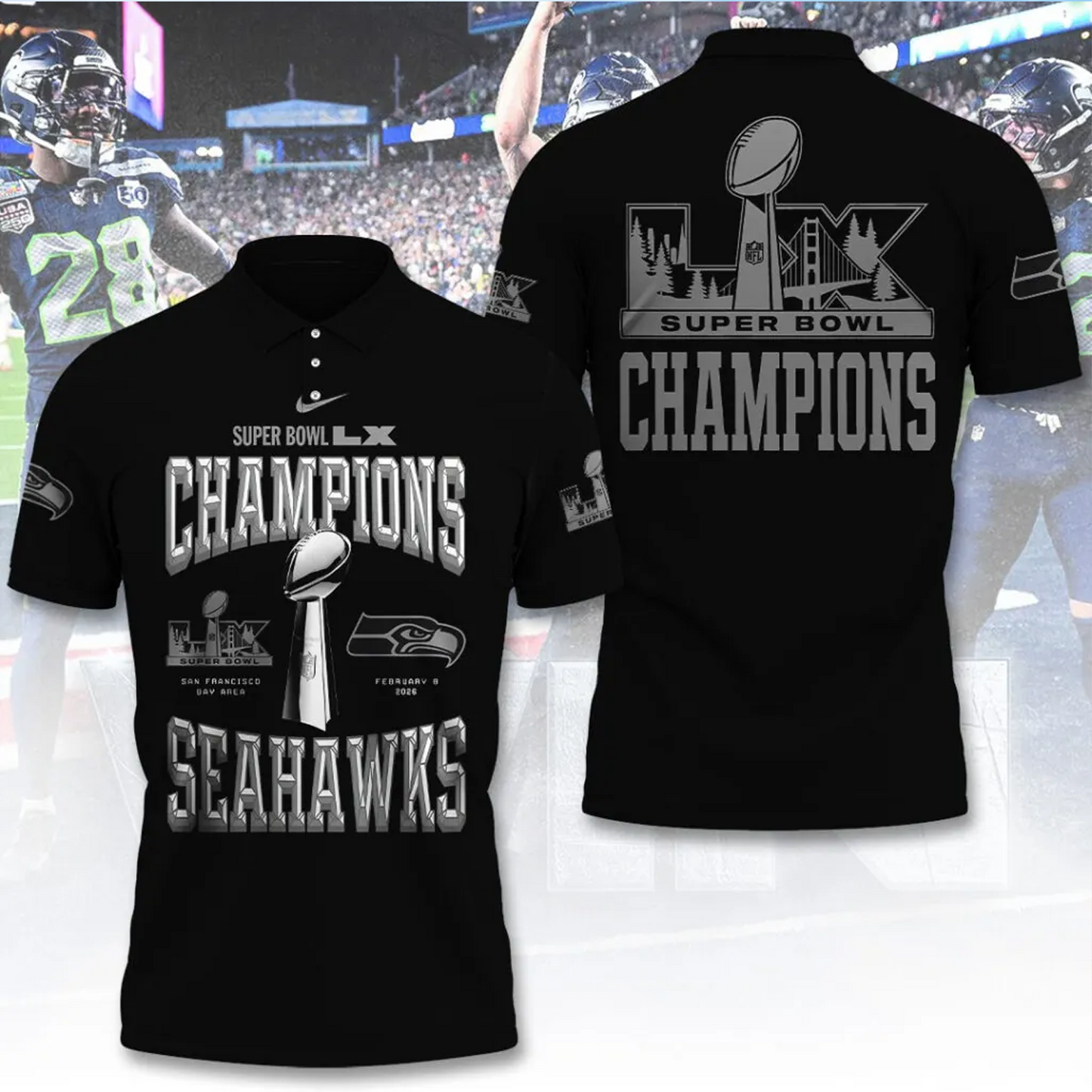 SEA x 2025 Super Bowl LX Champions 3D Apparel V4 DATND TANTD