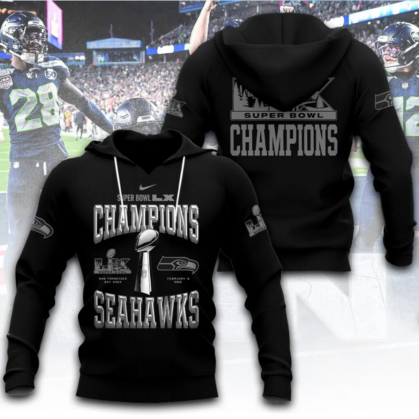SEA x 2025 Super Bowl LX Champions 3D Apparel V4 DATND TANTD
