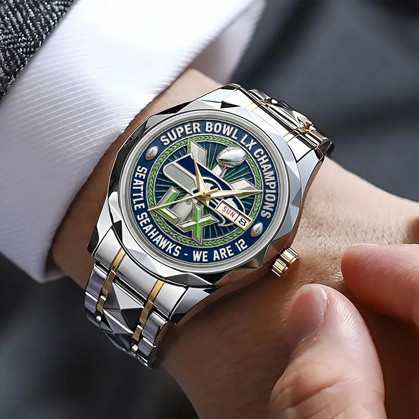 SEA x 2025 Super Bowl LX Champions Alloy Luxury Quartz Watch V2 DATND TANTD