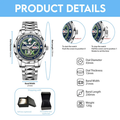 SEA x 2025 Super Bowl LX Champions Alloy Luxury Quartz Watch V2 DATND TANTD