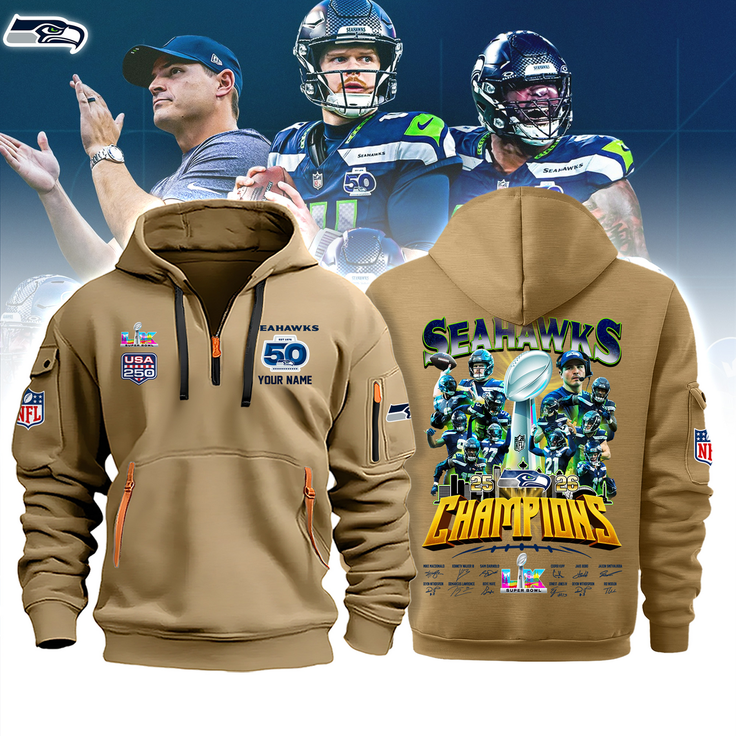 SEA x 2025 Super Bowl LX Champions Heavy Hoodie DATND TANTD