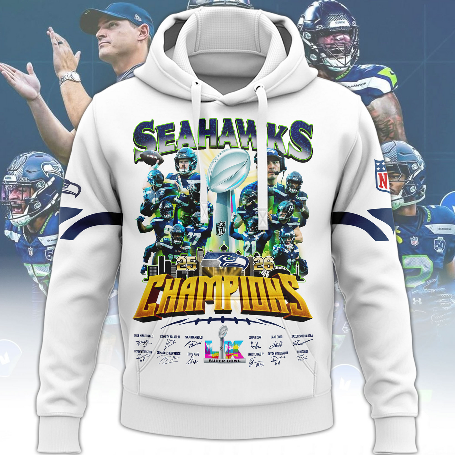 SEA x 2025 Super Bowl LX Champions Hoodie DATND TANTD