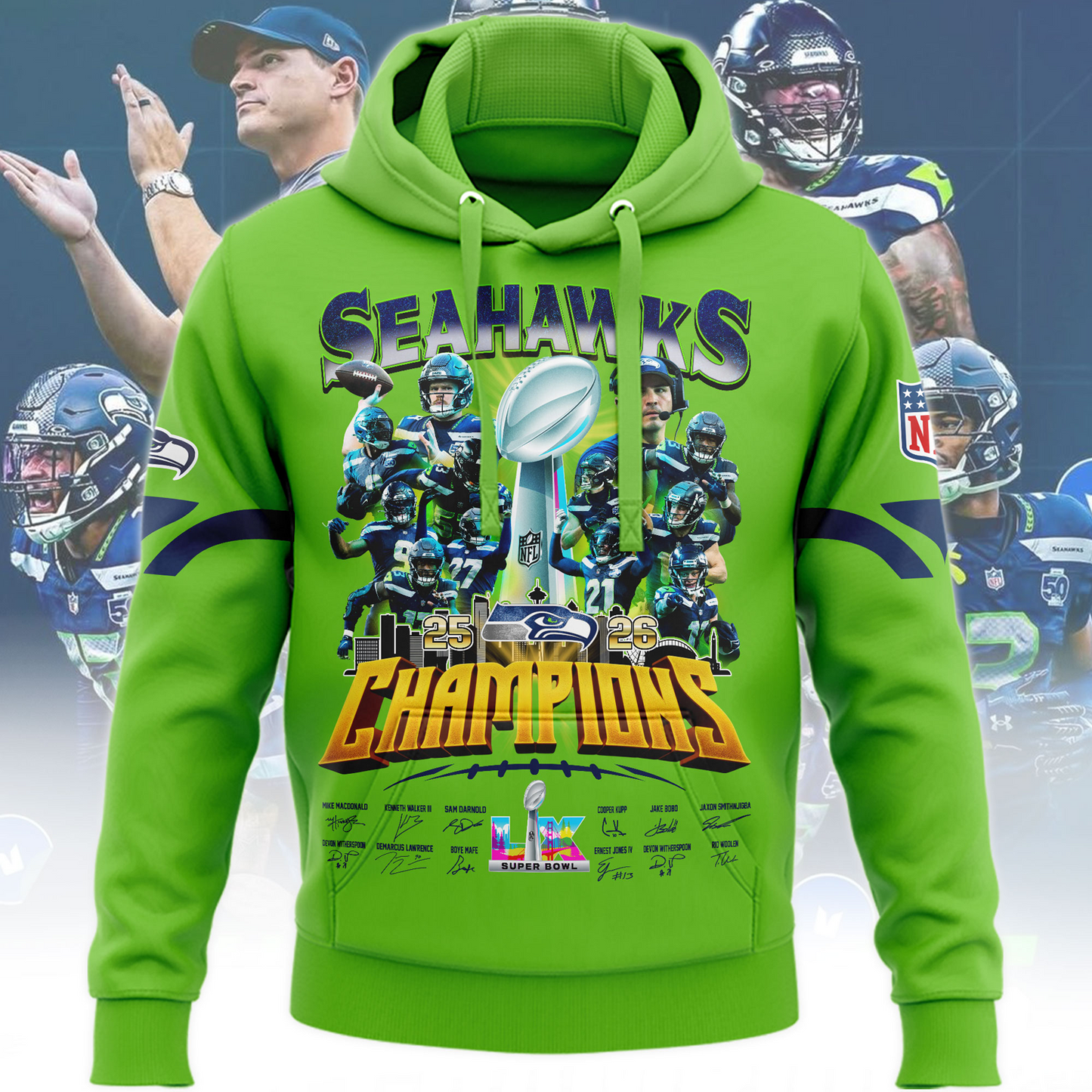 SEA x 2025 Super Bowl LX Champions Hoodie DATND TANTD