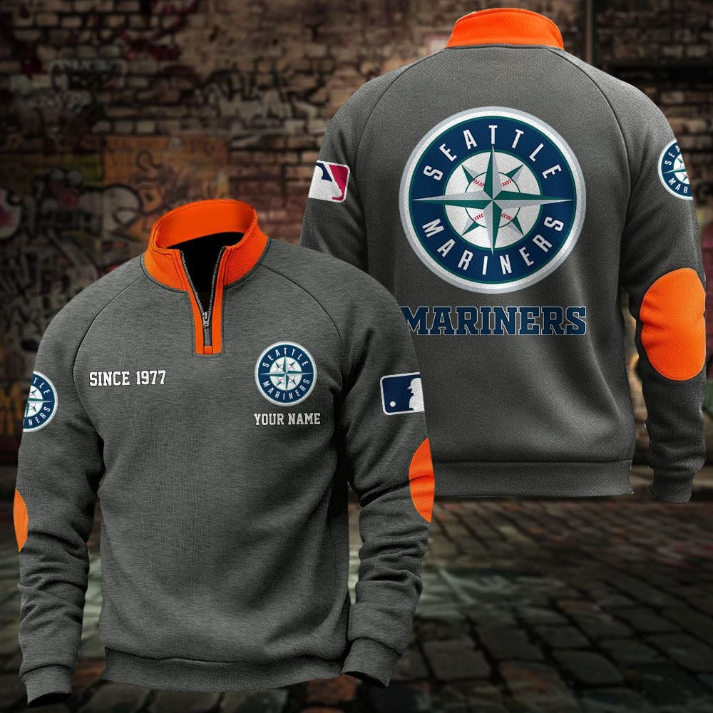 SEA x MLB Sweatshirts Quarter Collared Sweatshirt Pullover DatND DVT