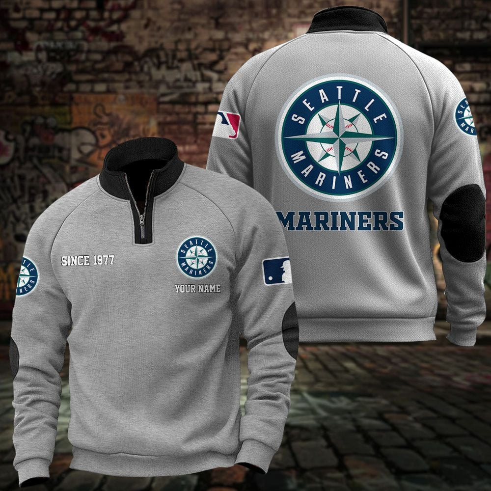 SEA x MLB Sweatshirts Quarter Collared Sweatshirt Pullover DatND DVT