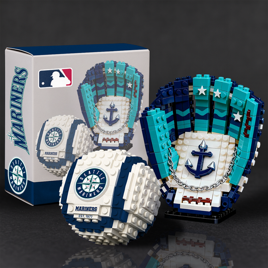 SEA x MLB Teams Baseball Glove & Ball Building Block Set TT TL
