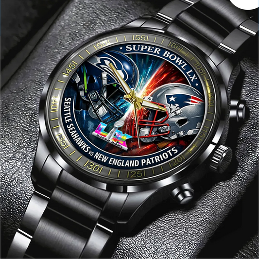 SEA x NE Super Bowl LX 2025 Black Stainless Steel Watch DatND DVT
