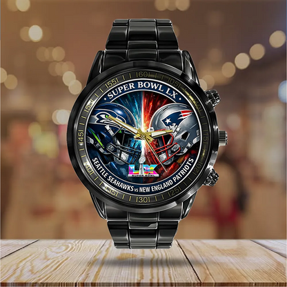 SEA x NE Super Bowl LX 2025 Black Stainless Steel Watch DatND DVT