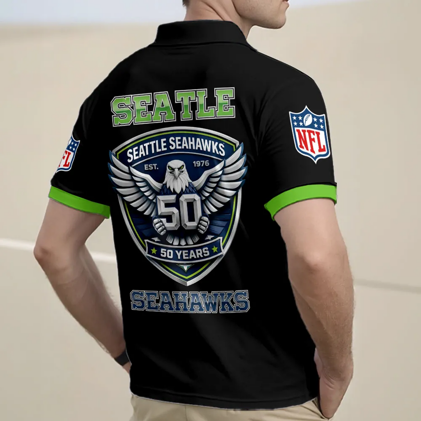 SEA x NFL 2025 AFC Champions Zip Polo Shirt DATND TANTD