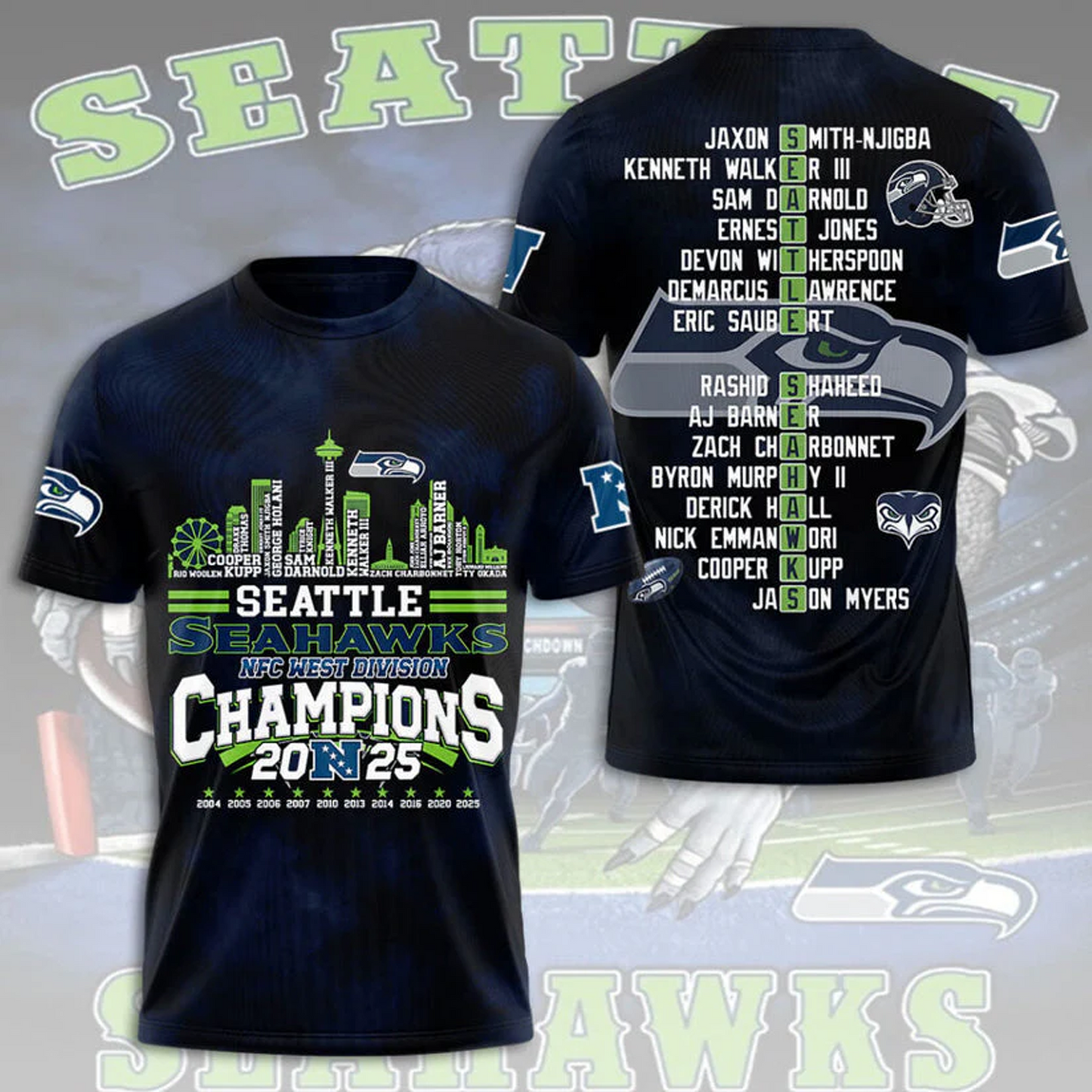 SEA x NFL 2025 NFC 3D Conference Champions Aparael V2 DATND TANTD