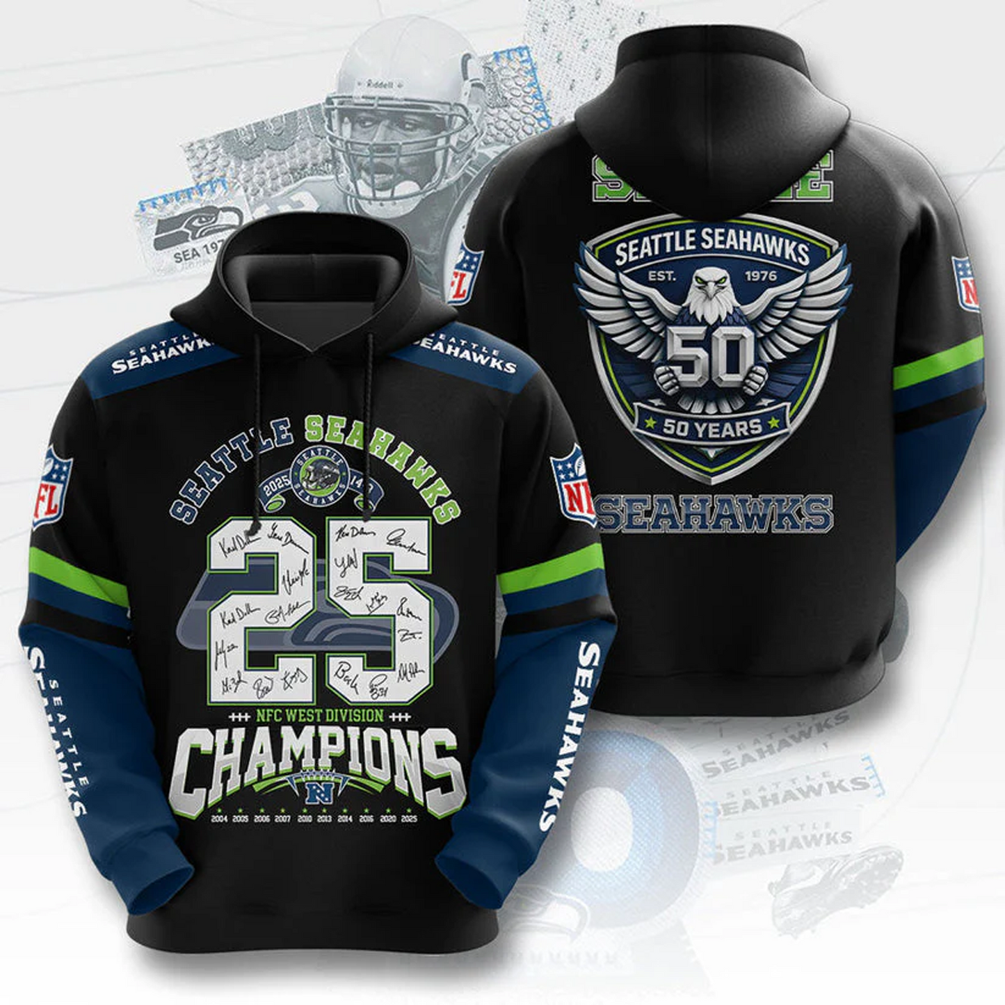 SEA x NFL 2025 NFC 3D Conference Champions Aparael V4 DATND TANTD