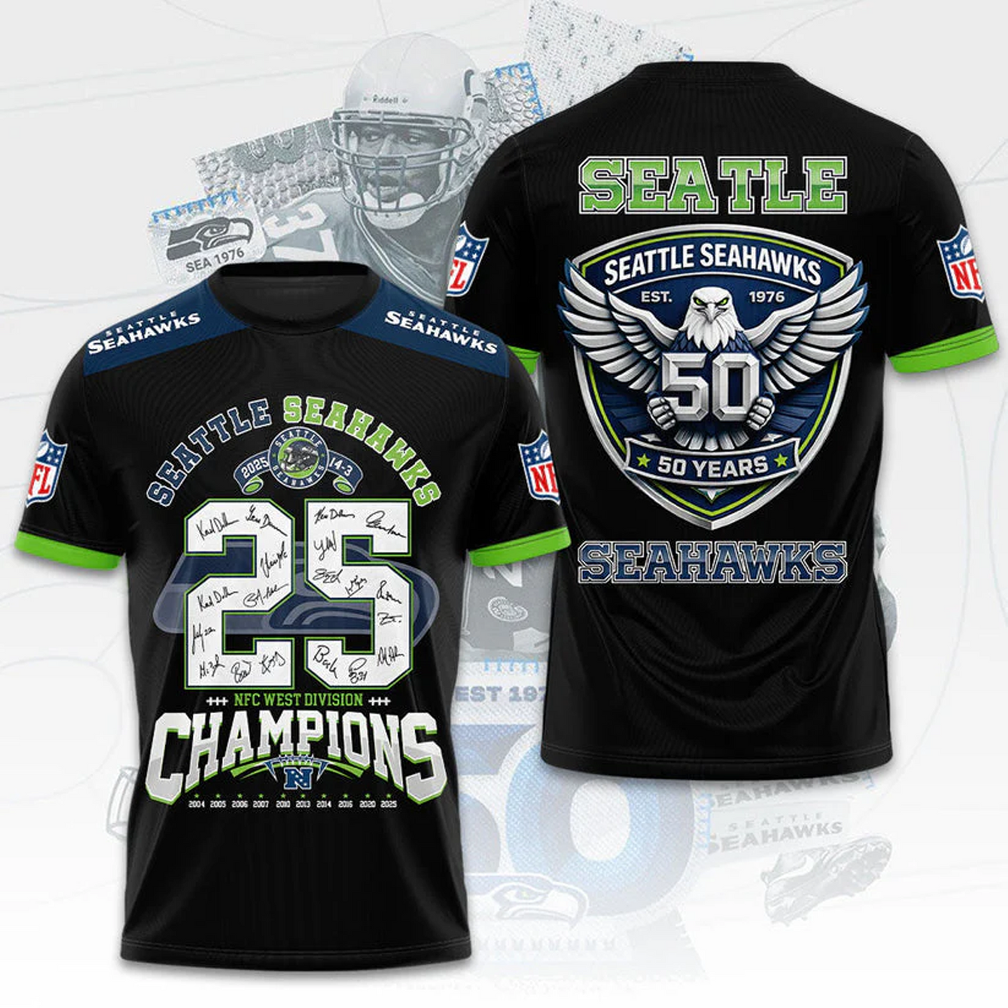 SEA x NFL 2025 NFC 3D Conference Champions Aparael V4 DATND TANTD