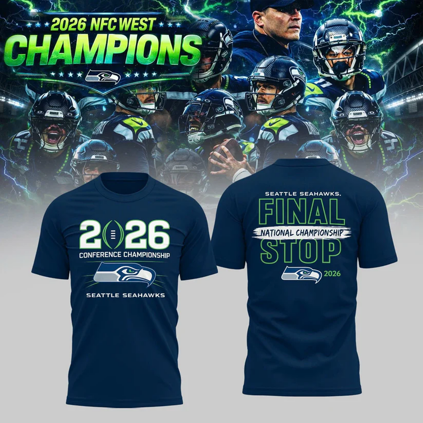 SEA x NFL 2025 NFC 3D Conference Champions Aparael V6 DATND TANTD