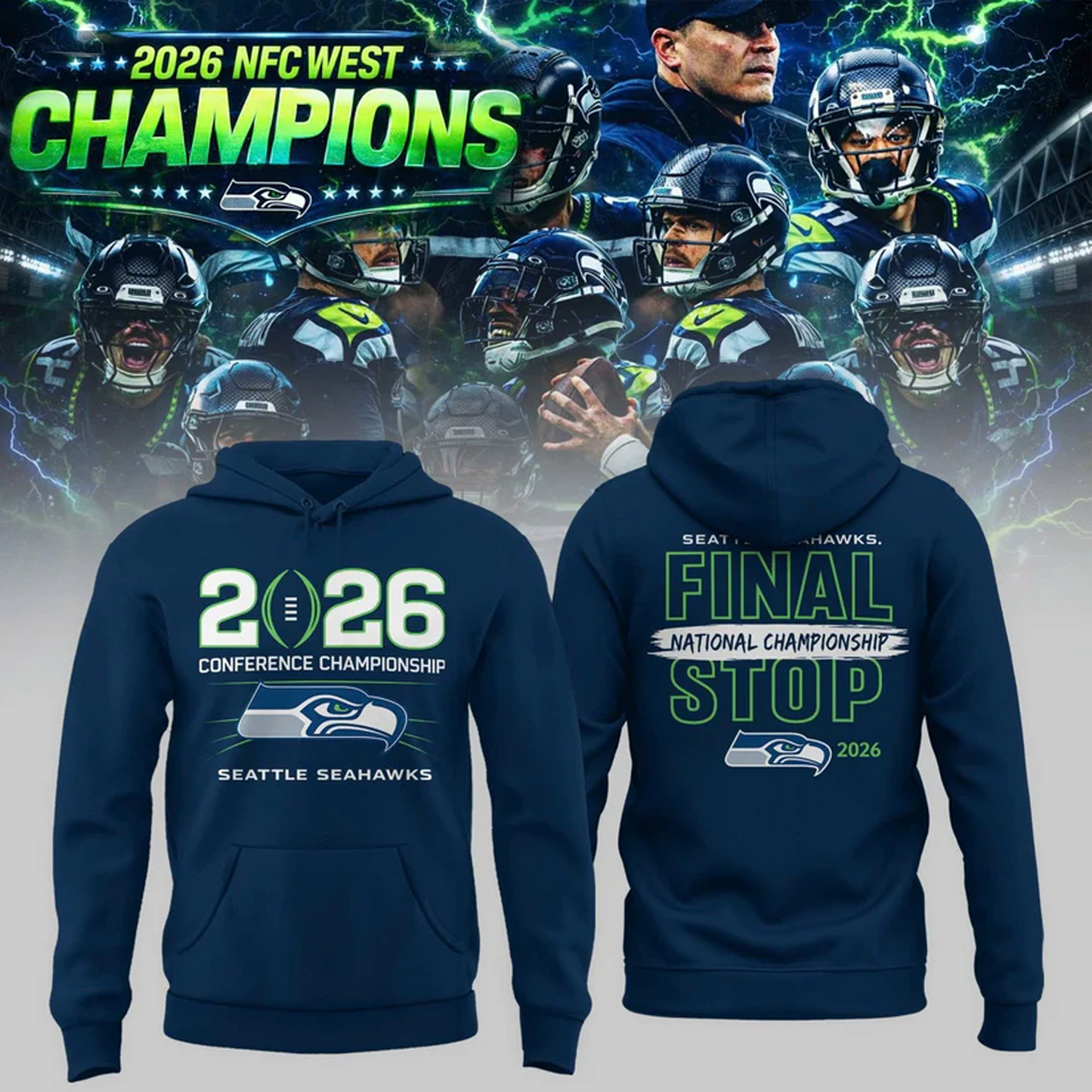 SEA x NFL 2025 NFC 3D Conference Champions Aparael V6 DATND TANTD