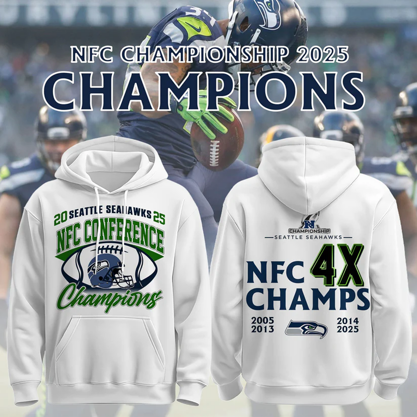 SEA x NFL 2025 NFC 3D Conference Champions Aparael V7 DATND TANTD