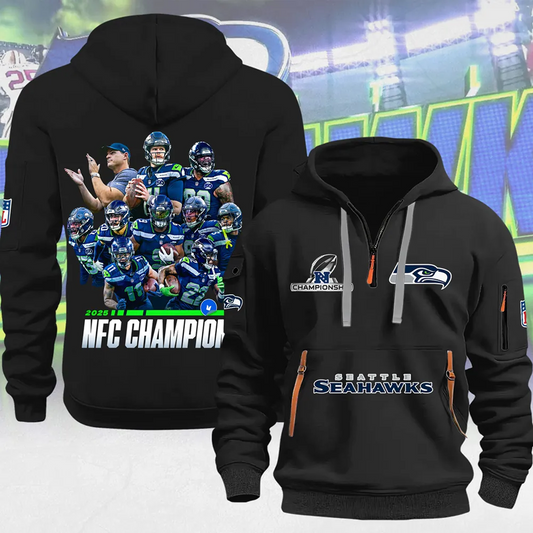 SEA x NFL 2025 NFC Champions 2D Quarter Zip Hoodie V1DatND DVT