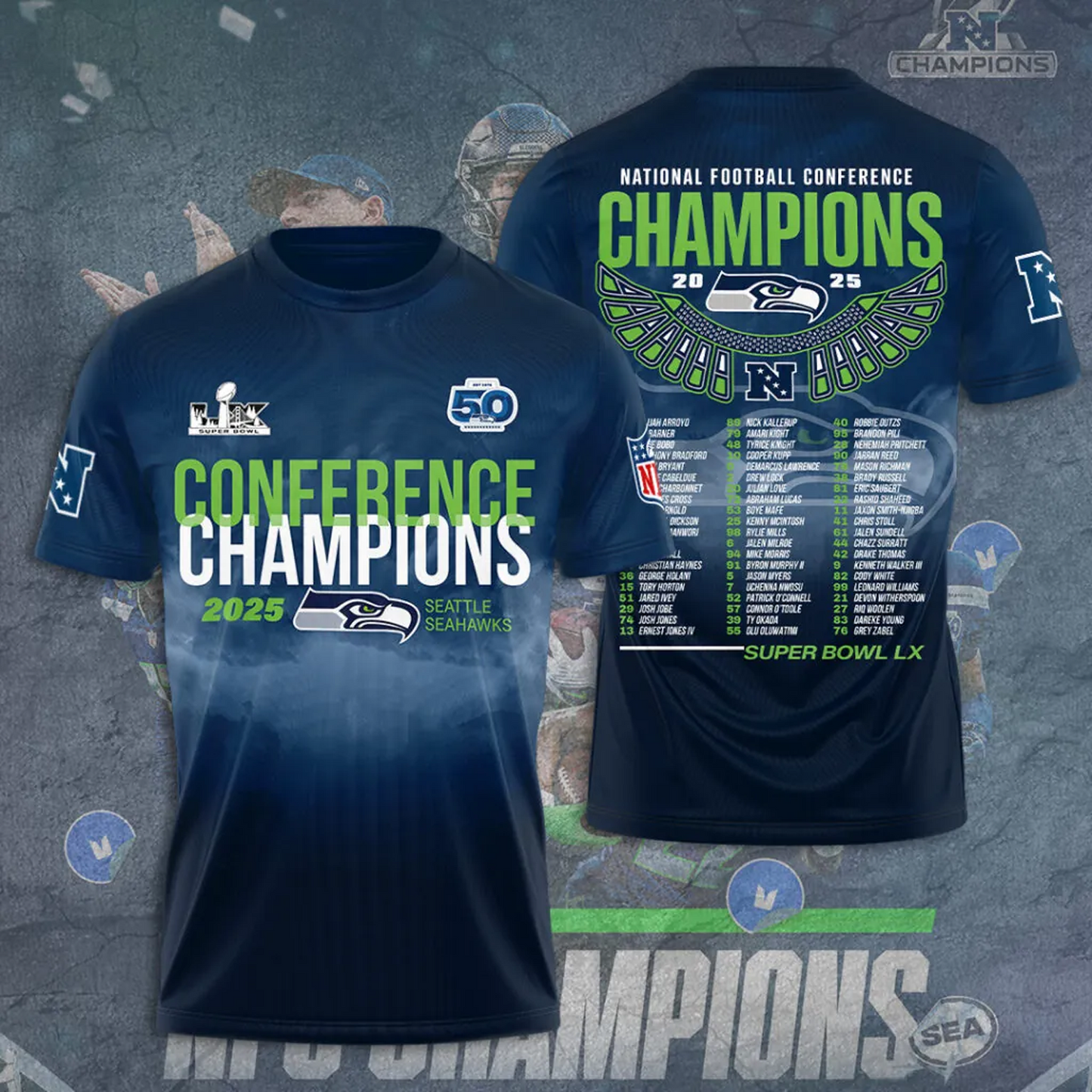 SEA x NFL 2025 NFC Champions 3D Apparel V1DatND DVT