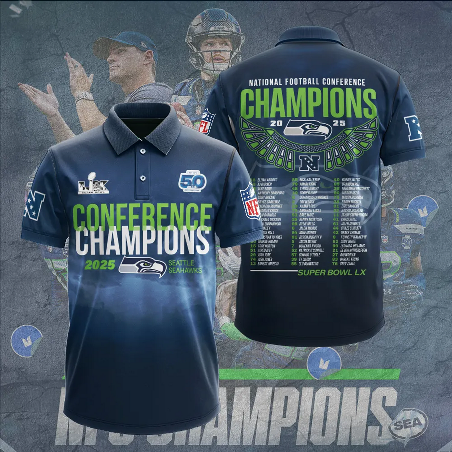 SEA x NFL 2025 NFC Champions 3D Apparel V1DatND DVT