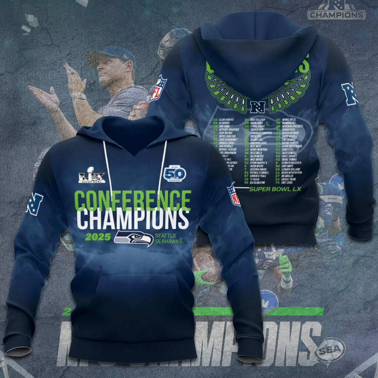 SEA x NFL 2025 NFC Champions 3D Apparel V1DatND DVT