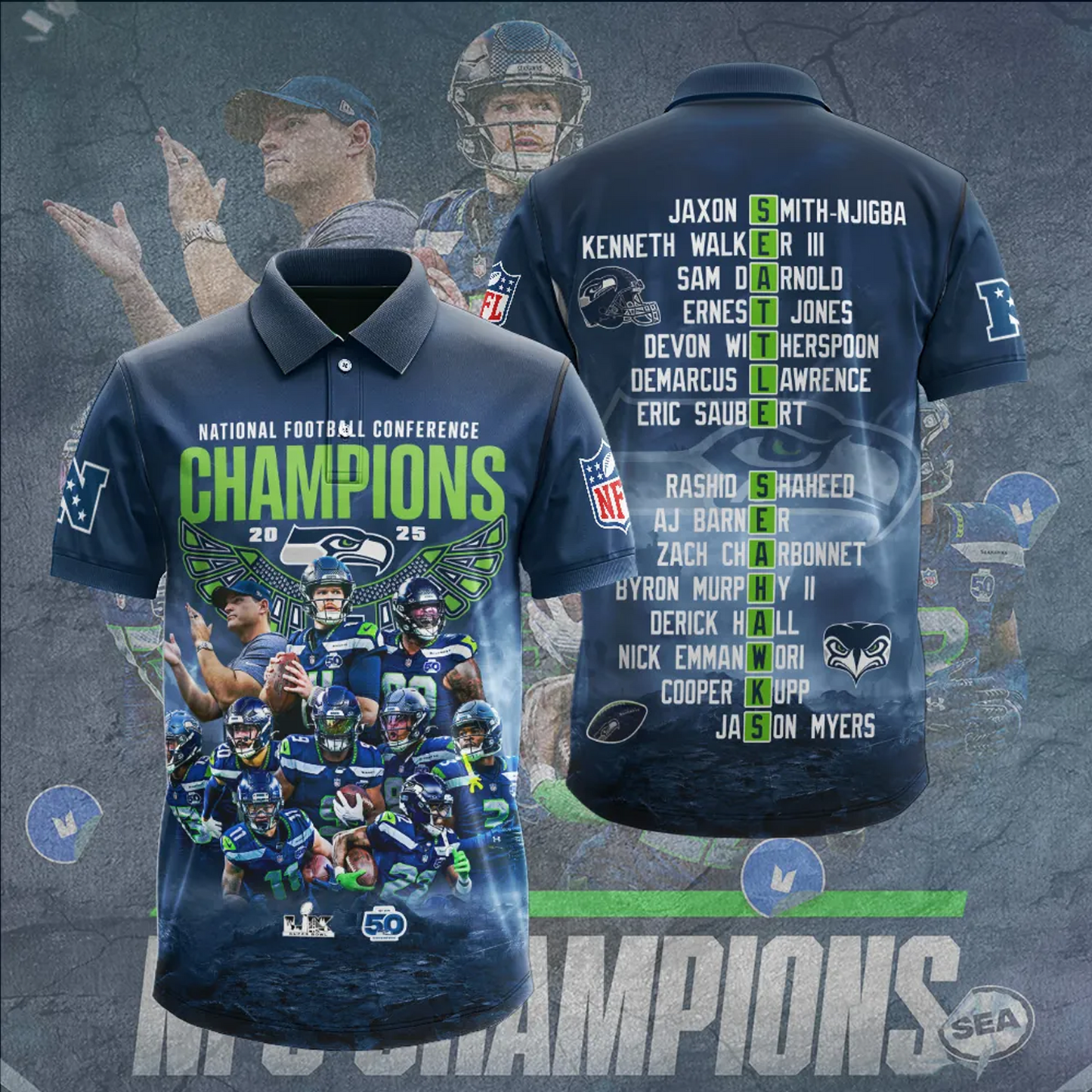 SEA x NFL 2025 NFC Champions 3D Apparel V2DatND DVT