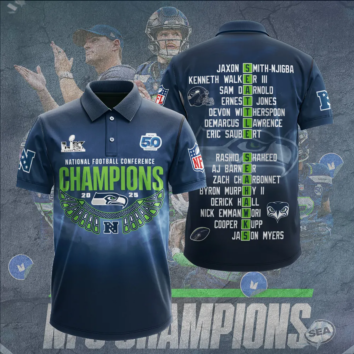 SEA x NFL 2025 NFC Champions 3D Apparel V3DatND DVT