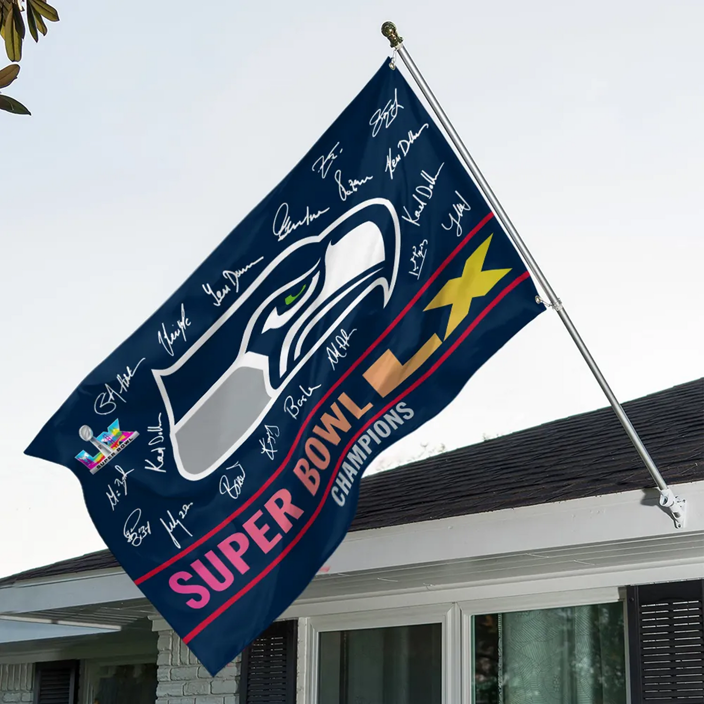 SEA x NFL 2025 Super Bowl LX Champions 3D Double-side House Flag V1 DatND DVT