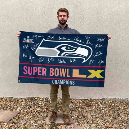 SEA x NFL 2025 Super Bowl LX Champions 3D Double-side House Flag V1 DatND DVT