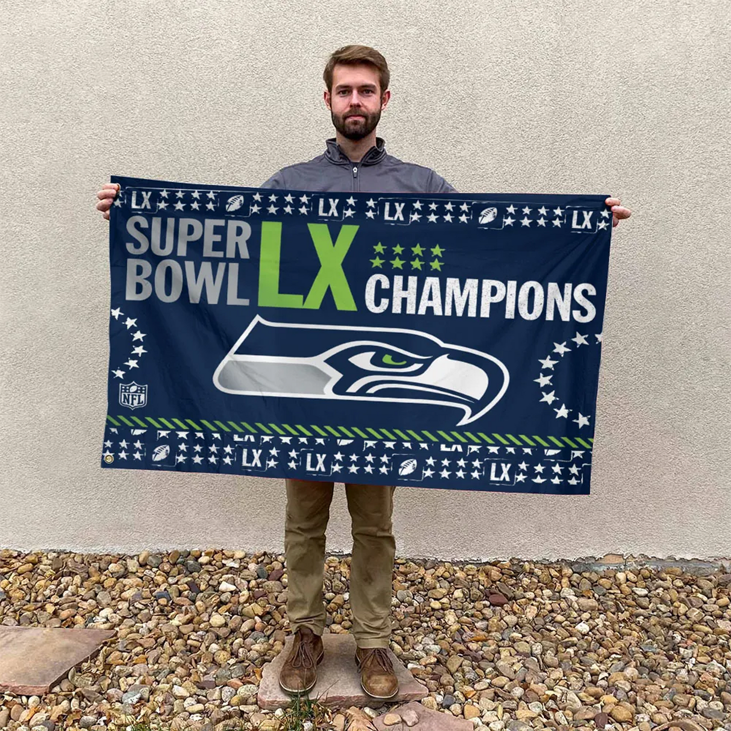 SEA x NFL 2025 Super Bowl LX Champions 3D Double-side House Flag V4 DatND DVT