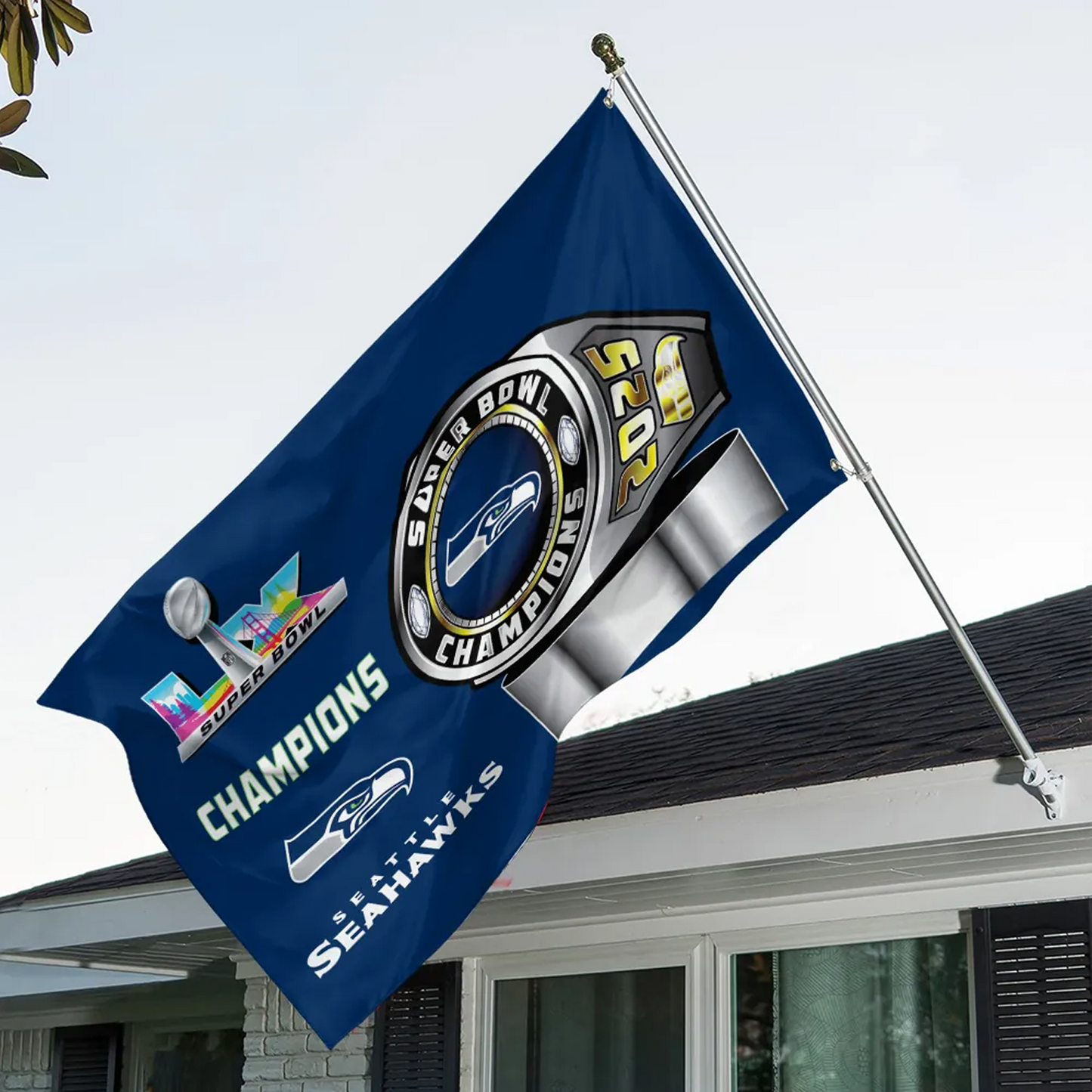 SEA x NFL 2025 Super Bowl LX Champions 3D Double-side House Flag V5 DatND DVT