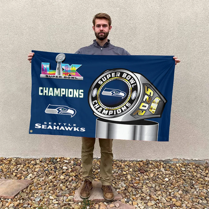 SEA x NFL 2025 Super Bowl LX Champions 3D Double-side House Flag V5 DatND DVT