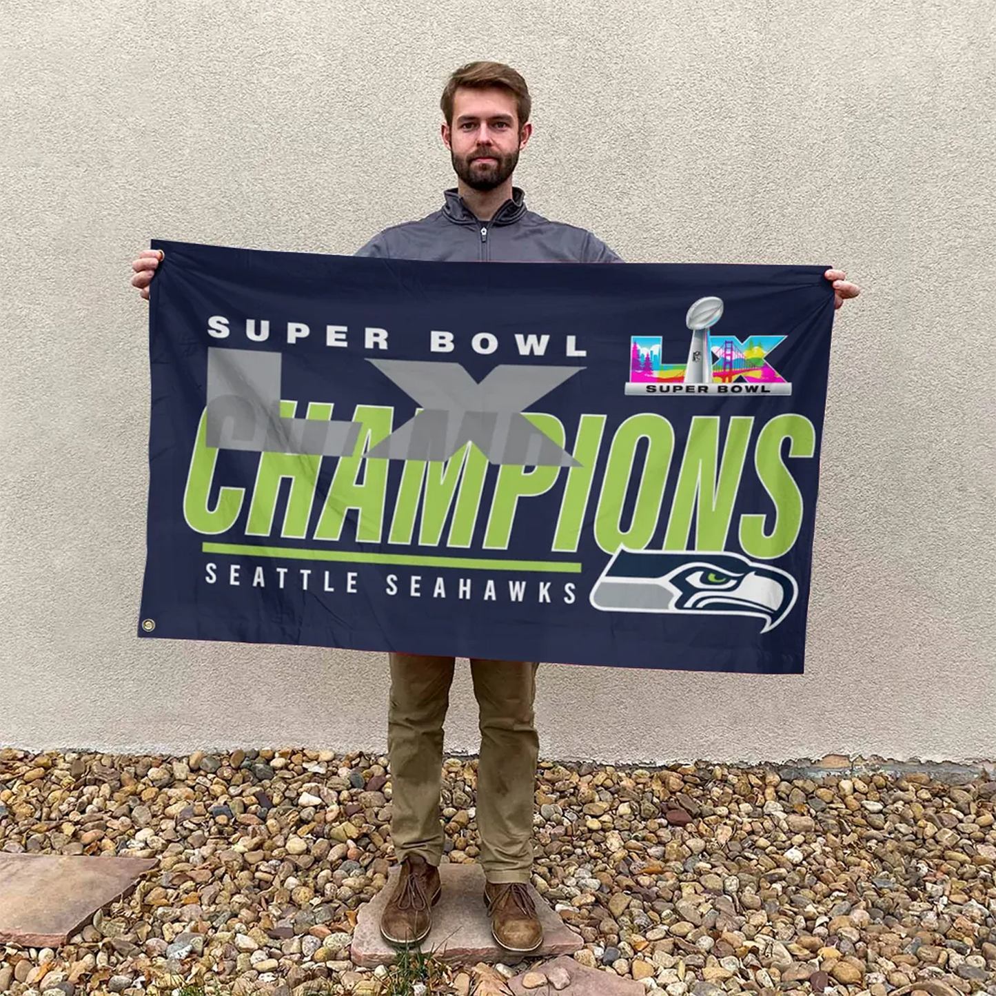 SEA x NFL 2025 Super Bowl LX Champions 3D Double-side House Flag V6 DatND DVT