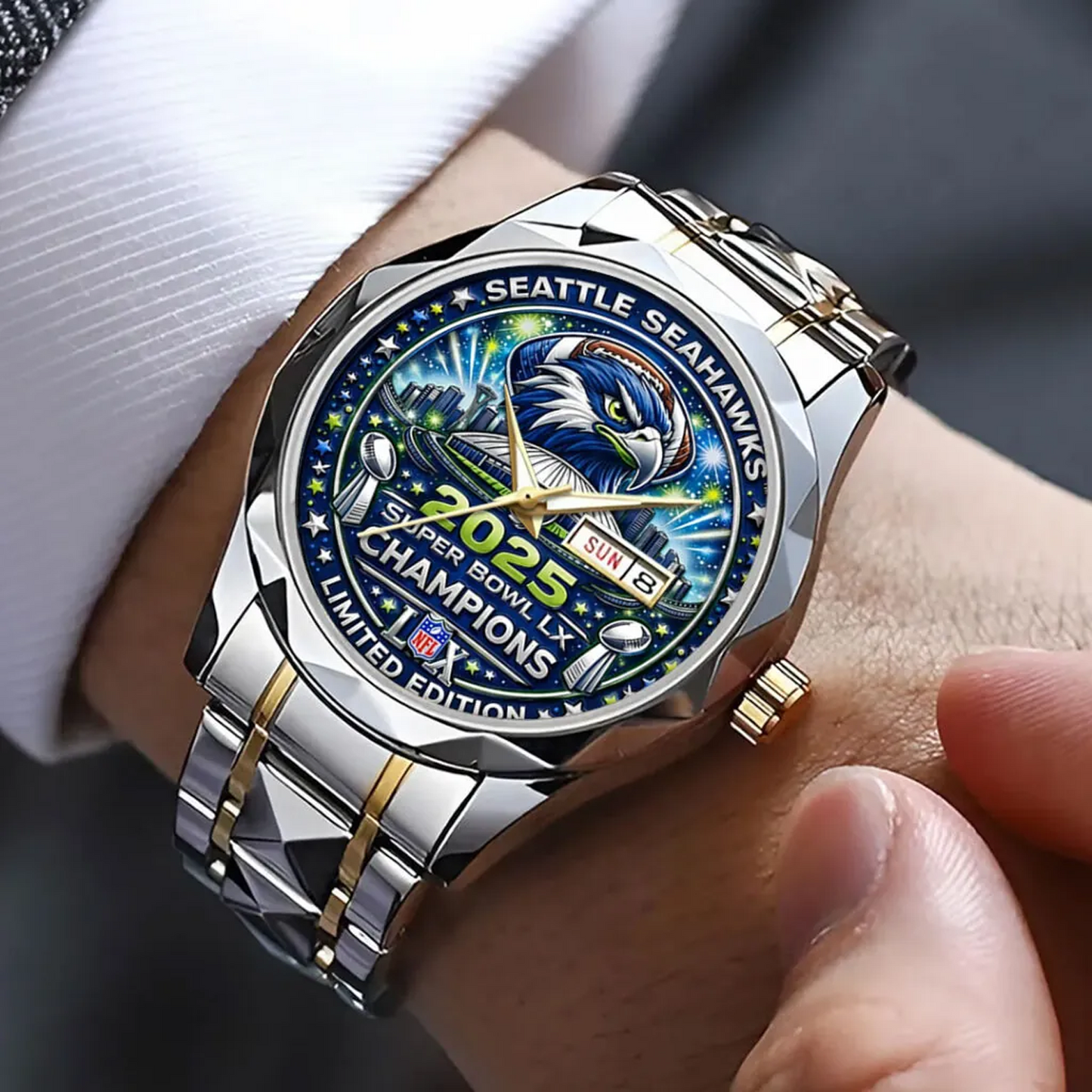 SEA x NFL 2025 Super Bowl LX Champions Alloy Luxury Quartz Watch V3 DatND DVT