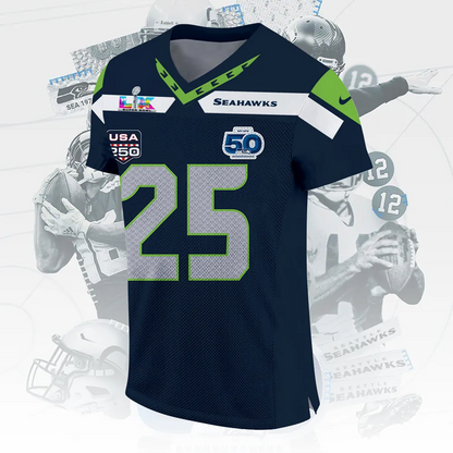 SEA x NFL 50th Anniversary 2026 3D Football Jersey V1DatND DVT