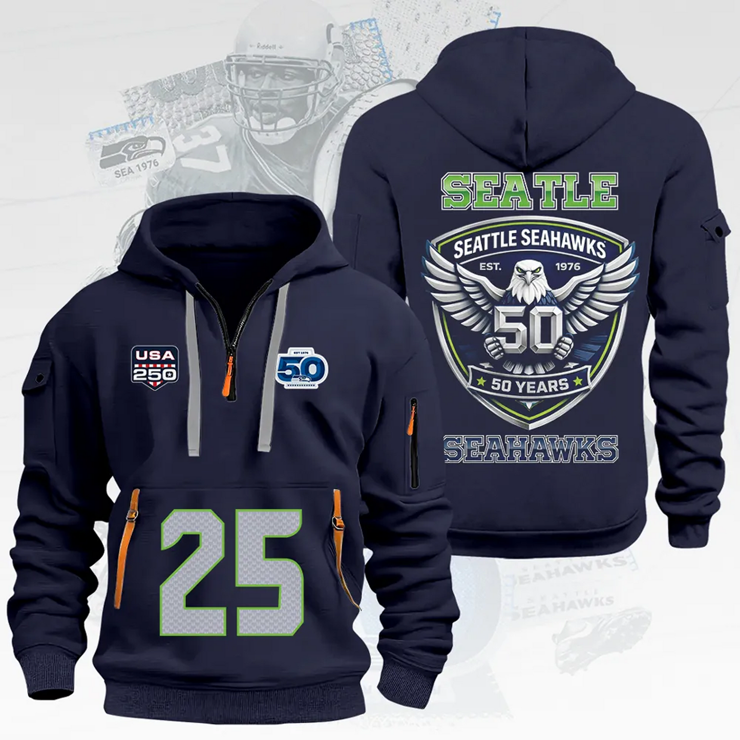 SEA x NFL 50th Anniversary 2D Quarter Zip Hoodie V1 DatND DVT