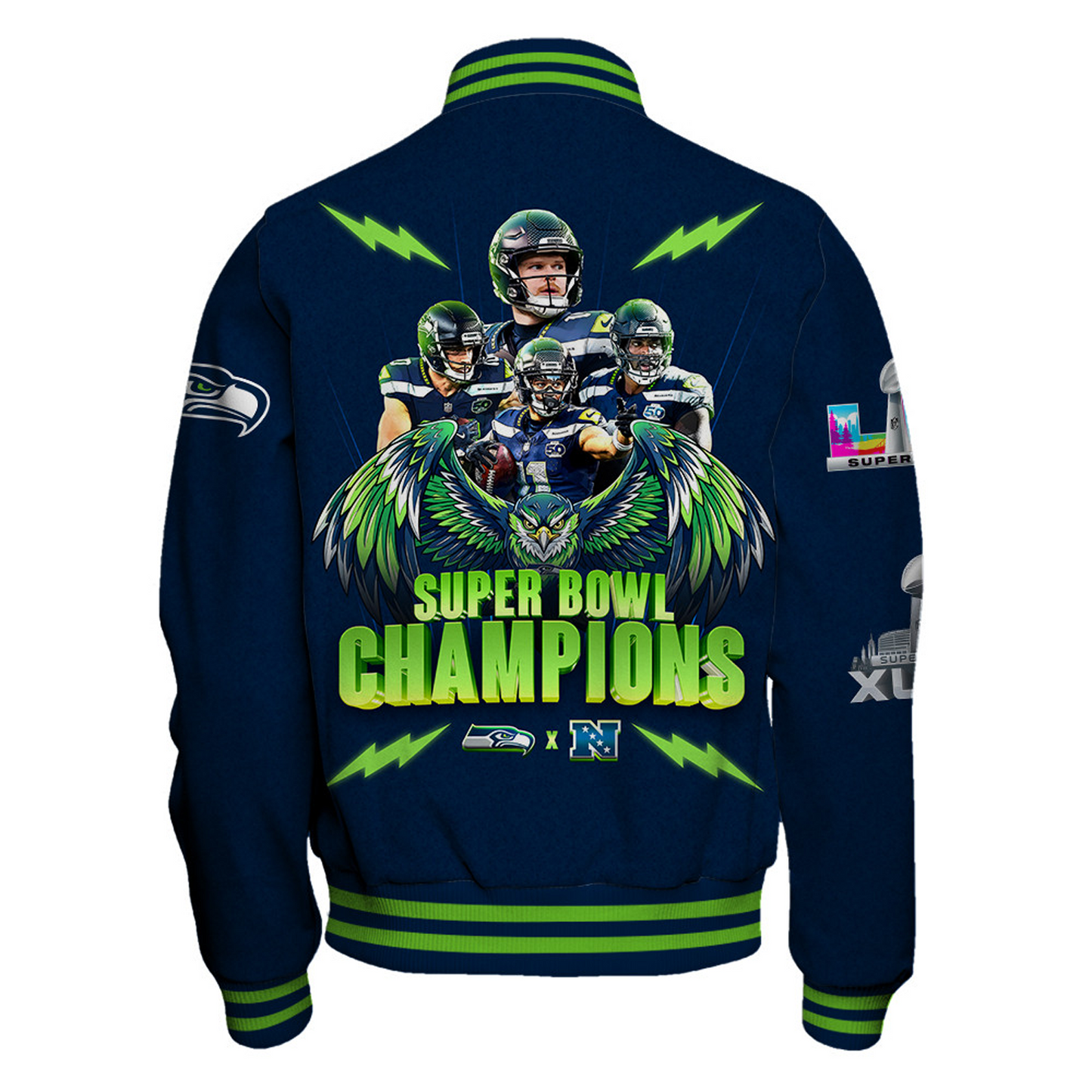 SEA x NFL Champions 2025 Varsity Jacket V1 DATND TANTD