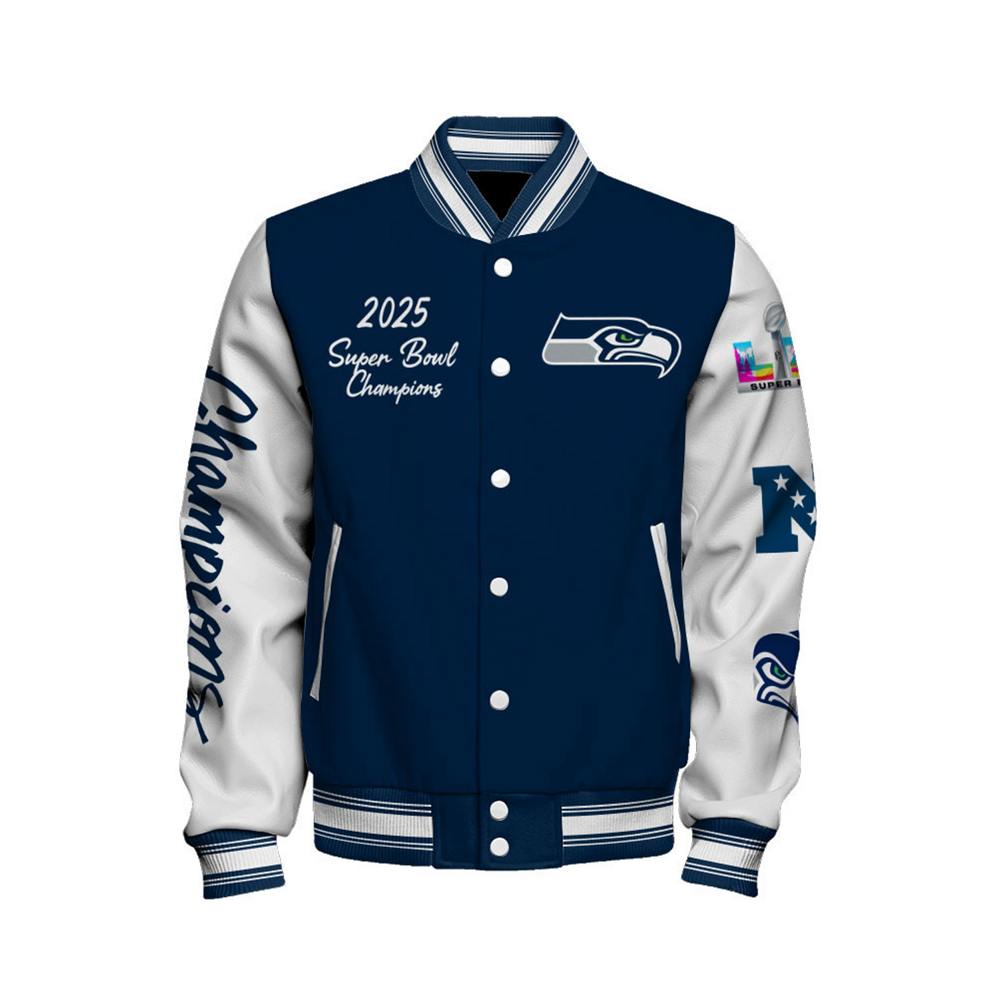 SEA x NFL Champions 2025 Varsity Jacket V4 DATND TANTD