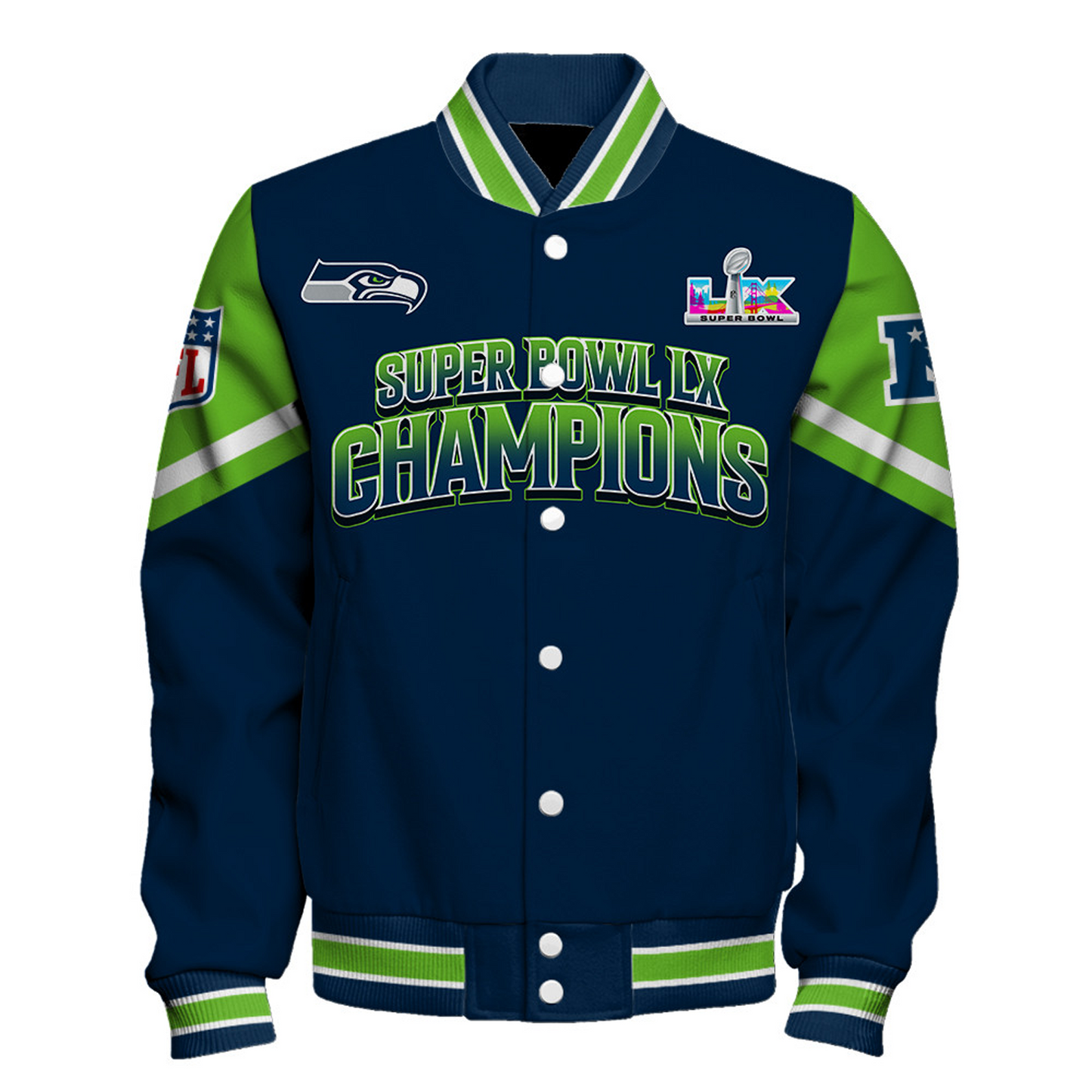 SEA x NFL Champions 2025 Varsity Jacket V7 DATND TANTD