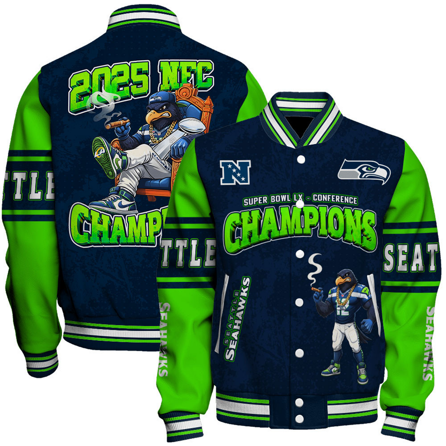 SEA x NFL Champions 2025 Varsity Jacket V8 DATND TANTD