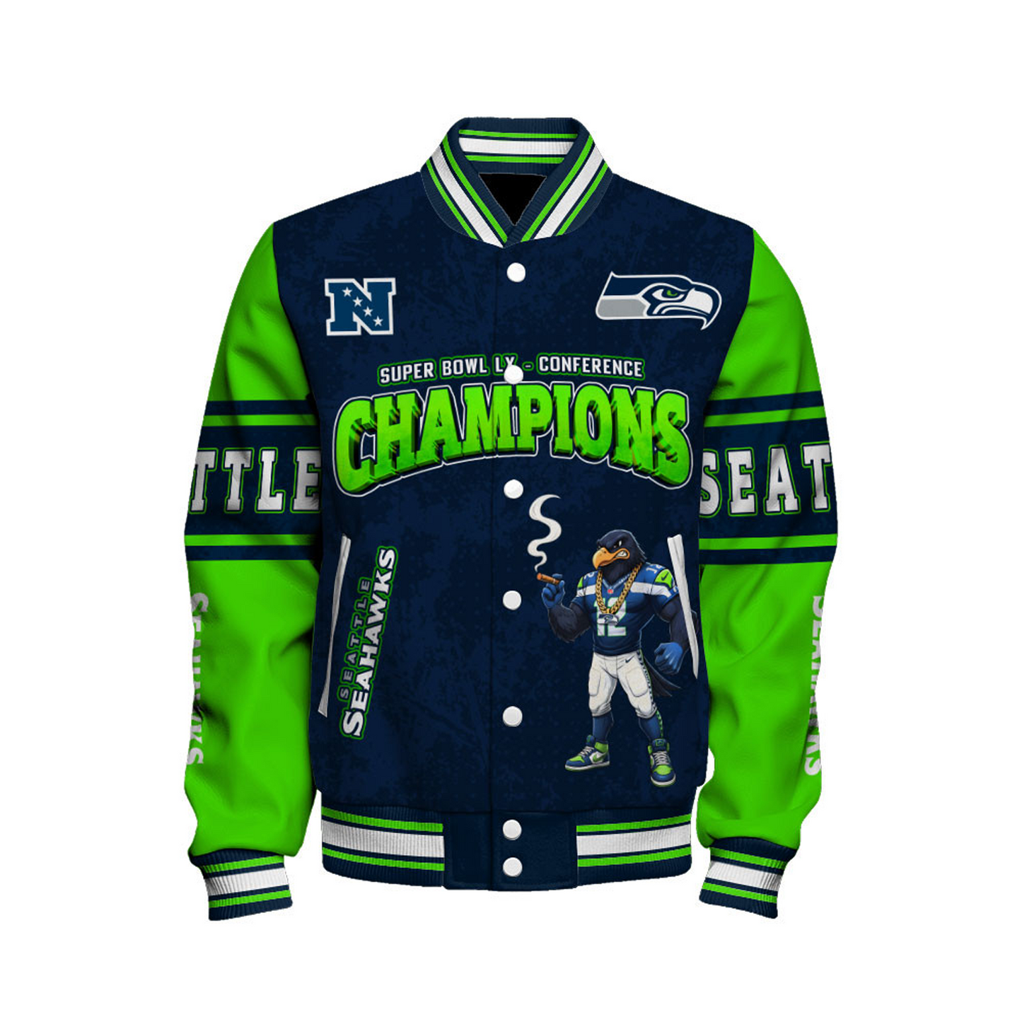 SEA x NFL Champions 2025 Varsity Jacket V8 DATND TANTD