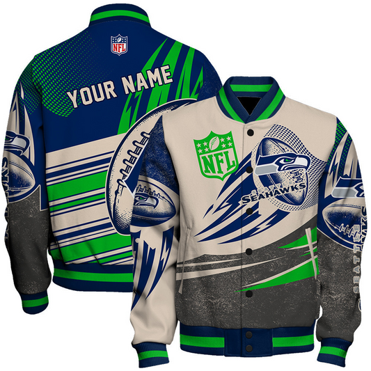 SEA x NFL National Football League Customized AOP Varsity Jacket DATND TANTD