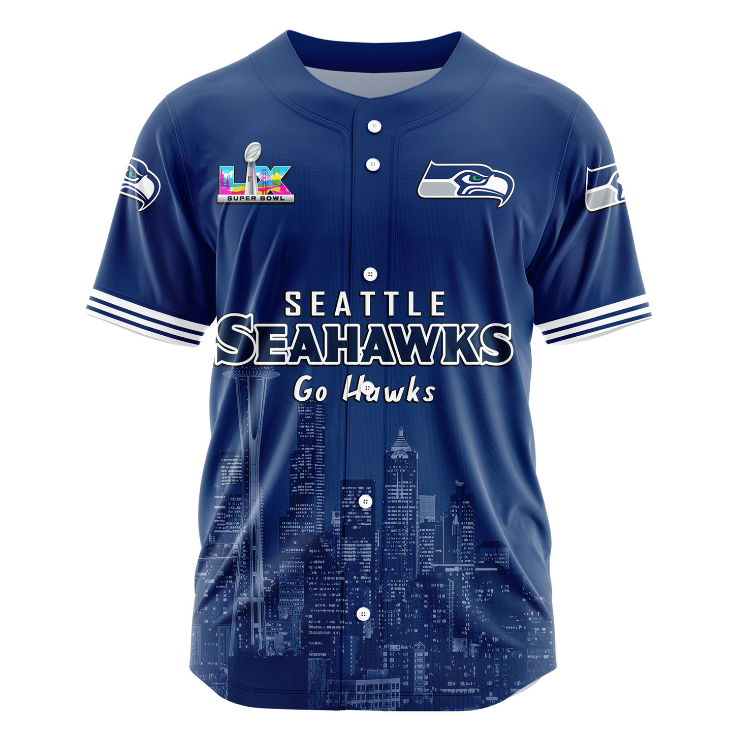 SEA x NFL Super Bowl LX Champions Style Baseball Jersey DATND TANTD