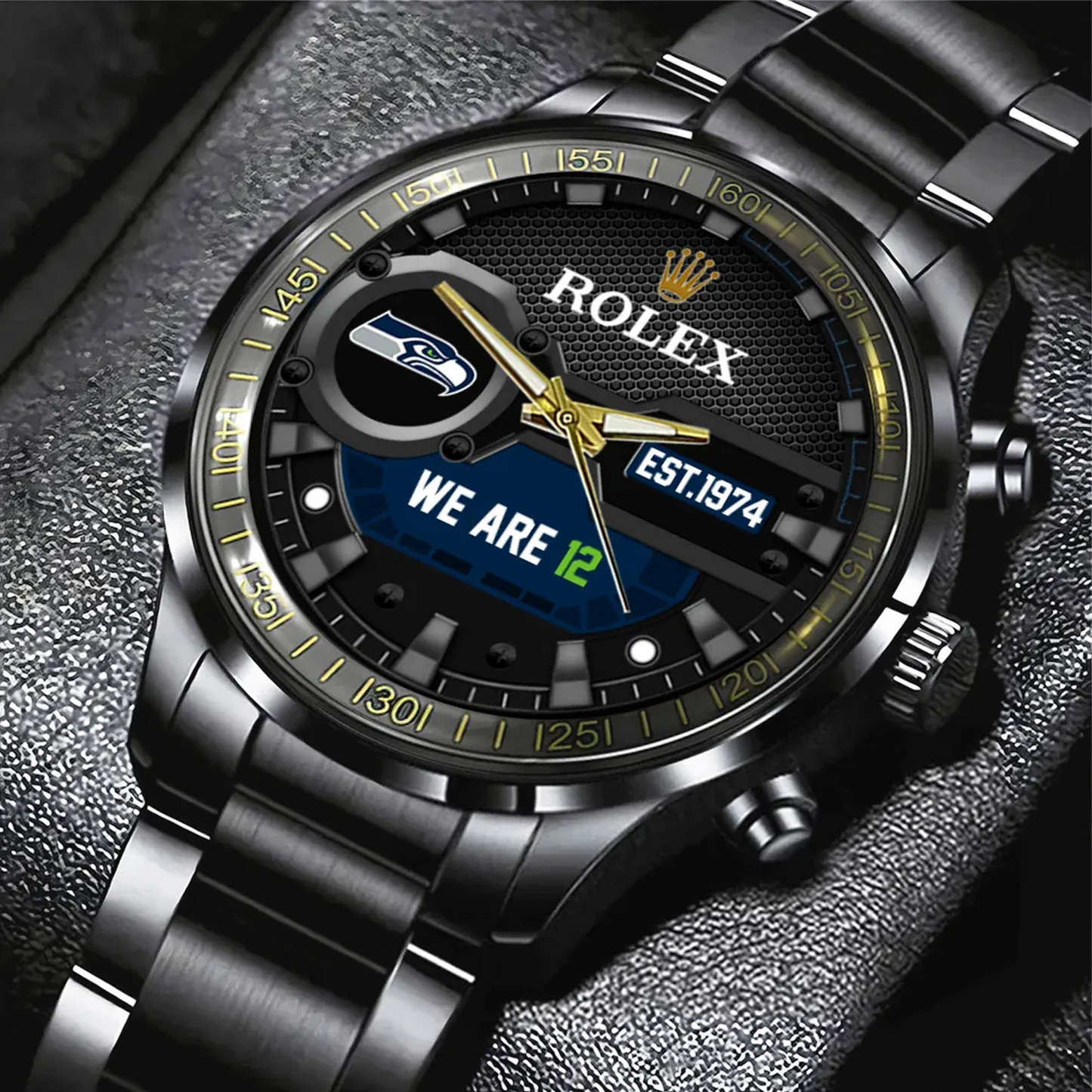 SEA x Rolex Black Stainless Steel Watch V1DatND DVT