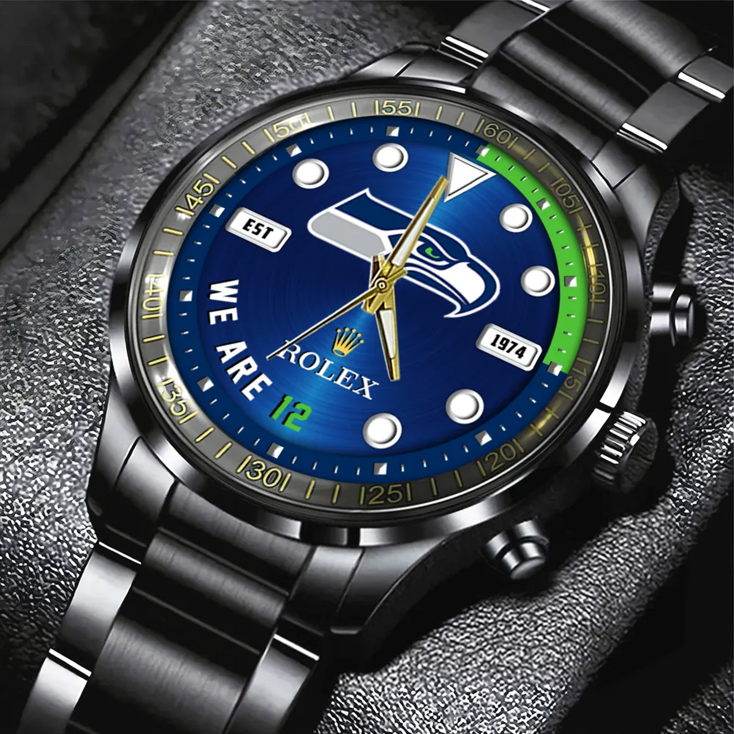 SEA x Rolex Black Stainless Steel Watch V2DatND DVT