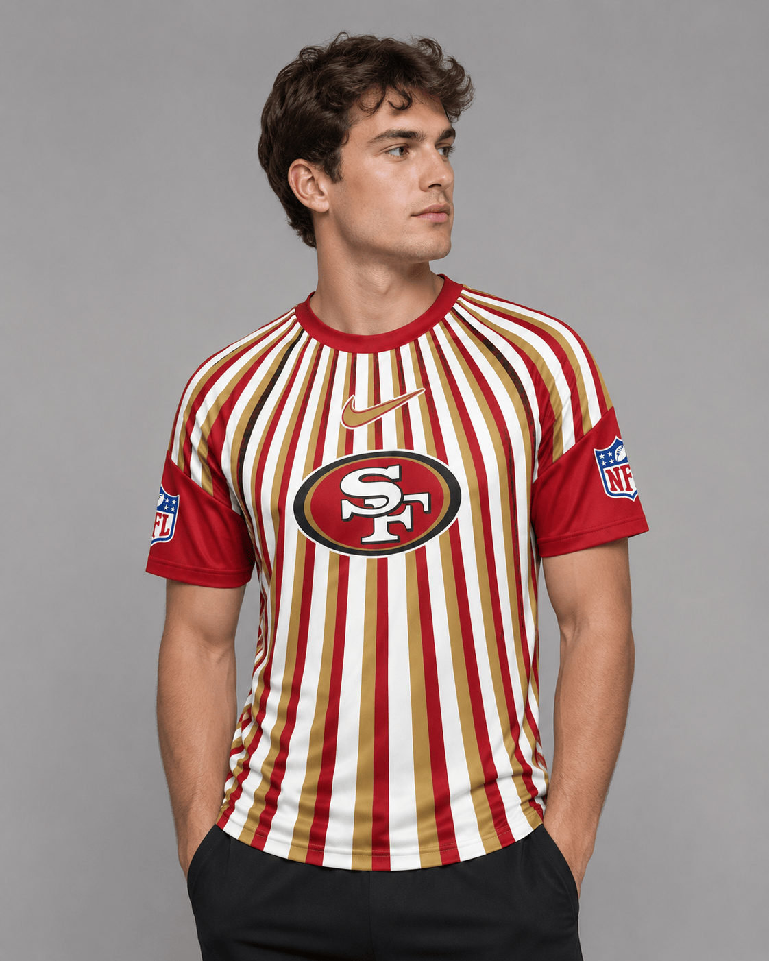 SF49 Premium NFL Men’s Athletic Vertical Stripe T-Shirt