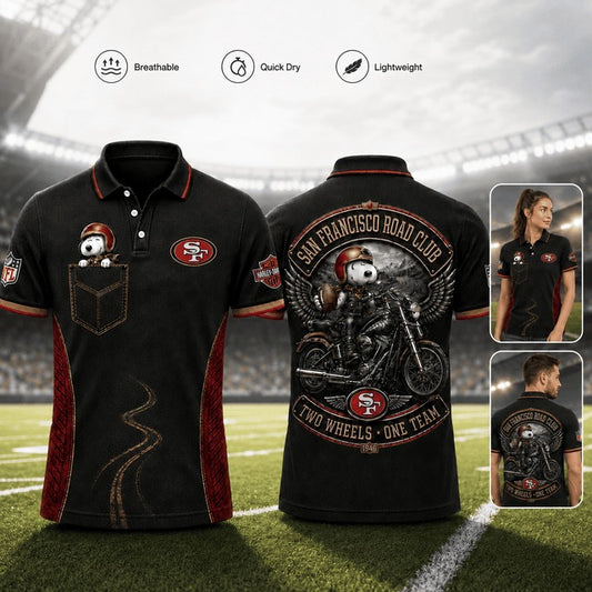 SF49 Premium NFL Snoopy Biker Game Day Polo Shirt 100626