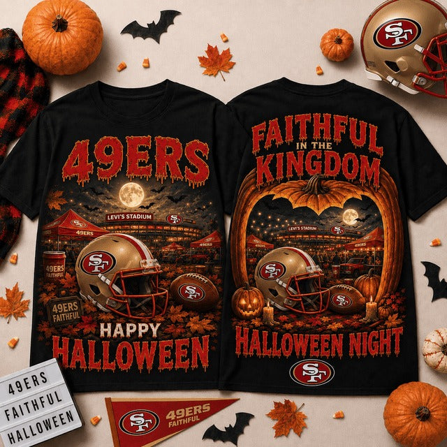 SF49 x NFL Halloween Custom Name T Shirt Gift For Fan